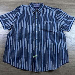 Tommy Bahama Shirt Men XXL Blue Ikat Geometric Cotton Button Down Lightweight